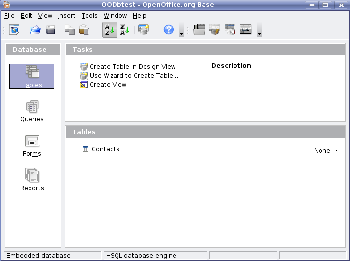 Open Office Base main window