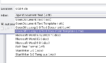 Open Office Writer file format options