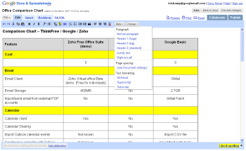 Google document Screenshot, Google document