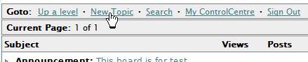 Screen shot showing New Topic link