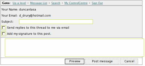 Screen shot showing New message form