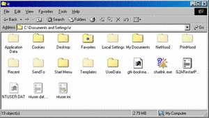 Windows Documents and Settings Folder showing user profile details