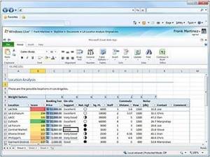 Excel viewed through web apps